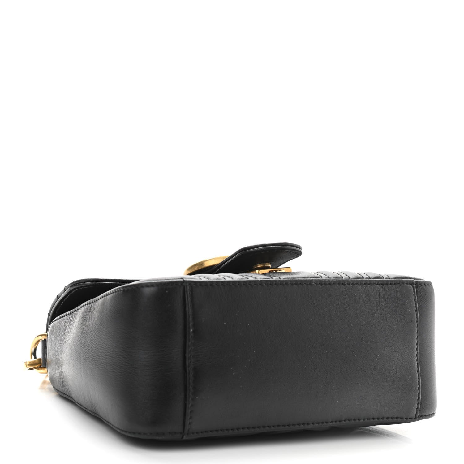 Gucci Calfskin Matelasse Mini GG Marmont Top Handle Shoulder Bag Black 4 of 11