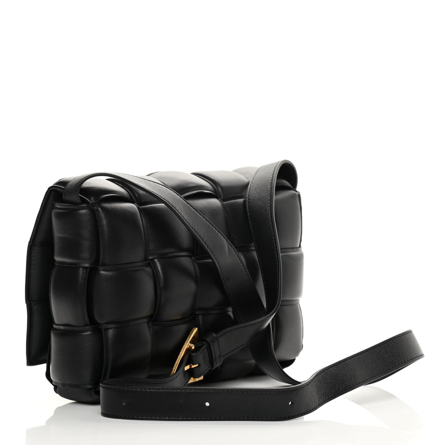 Nappa Maxi Intreccio Padded Cassette Crossbody Bag Black