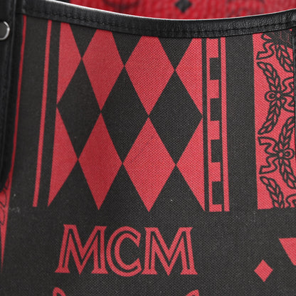 MCM Visetos Medium Project Reversible Shopper Tote Ruby Red Black 18 of 19
