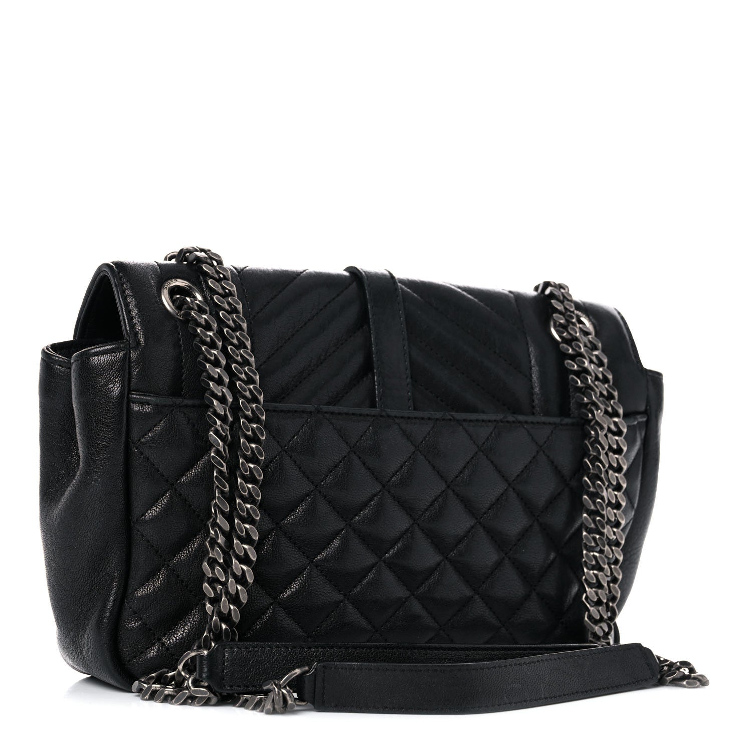 Saint Laurent Sheepskin Tri-Quilt Monogram Medium College Bag Black 2 of 16