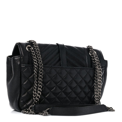 Saint Laurent Sheepskin Tri-Quilt Monogram Medium College Bag Black 2 of 16