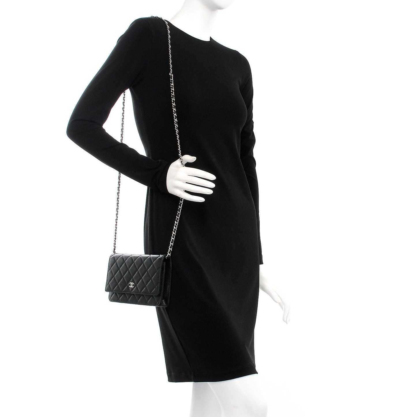Caviar Quilted Wallet On Chain WOC Black