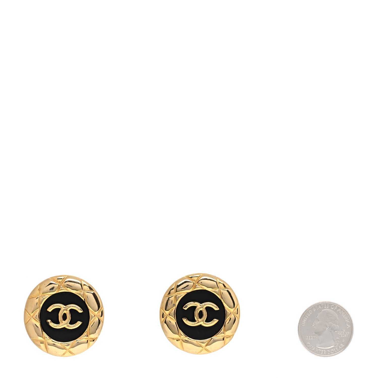 Chanel Metal Resin CC Clip On Earrings Black Gold 2 of 4