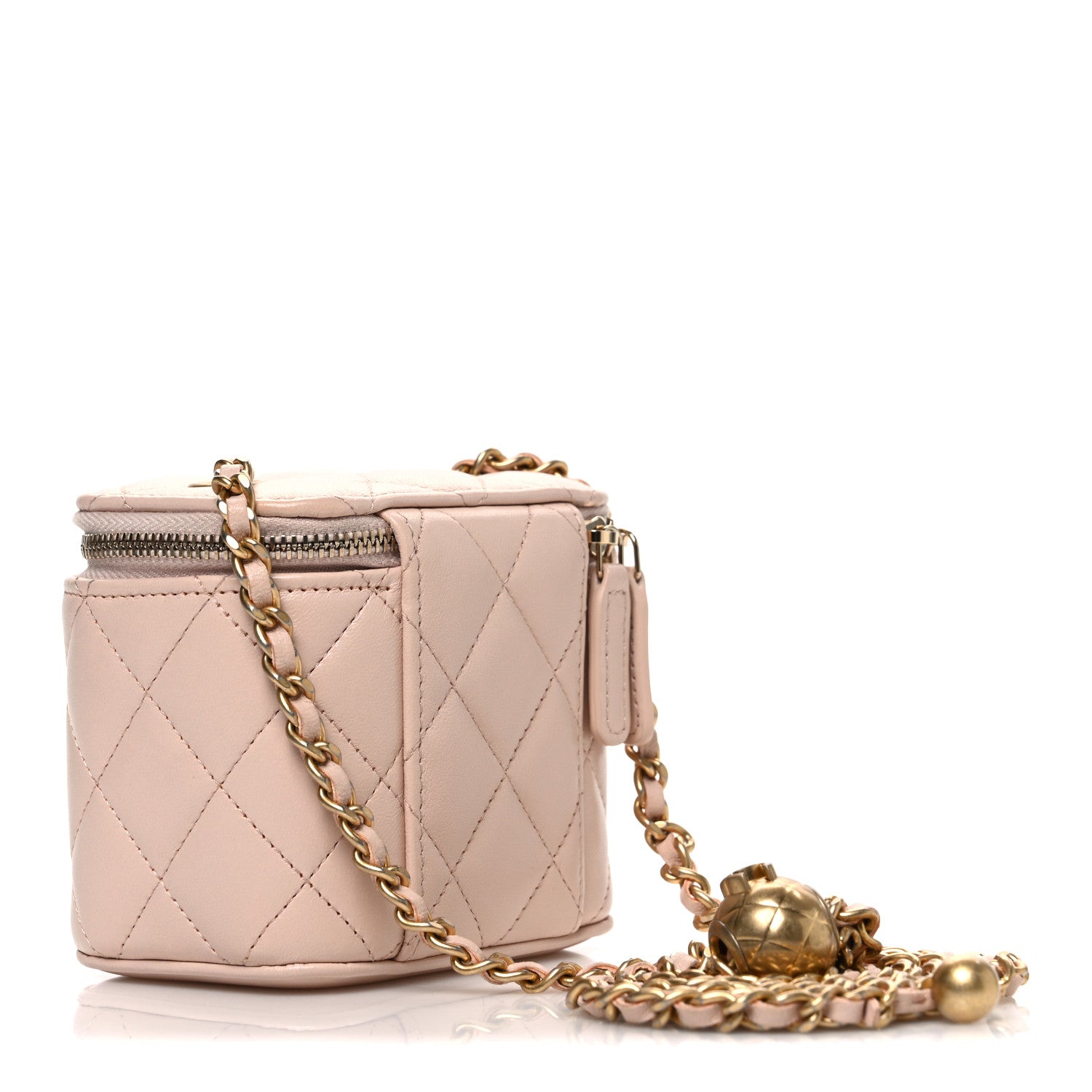 Chanel Lambskin Quilted Pearl Crush Mini Vanity Case With Chain
