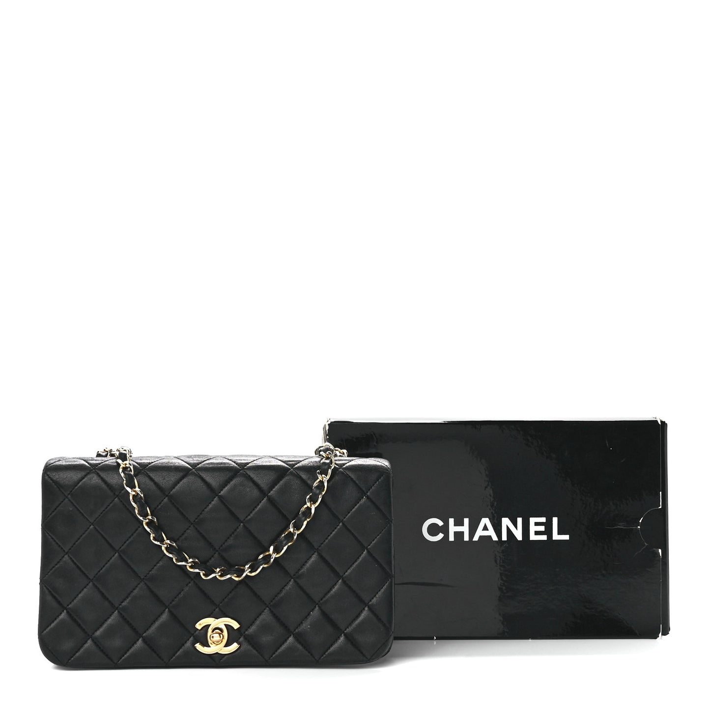 Lambskin Quilted Small Single Flap Black