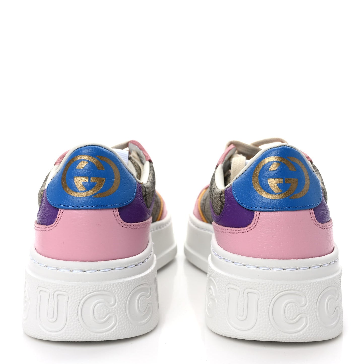 Calfskin GG Supreme Monogram Perforated Womens Platform 55mm Sneakers 36 Beige Ebony Sugar Pink Crop Shine Purple