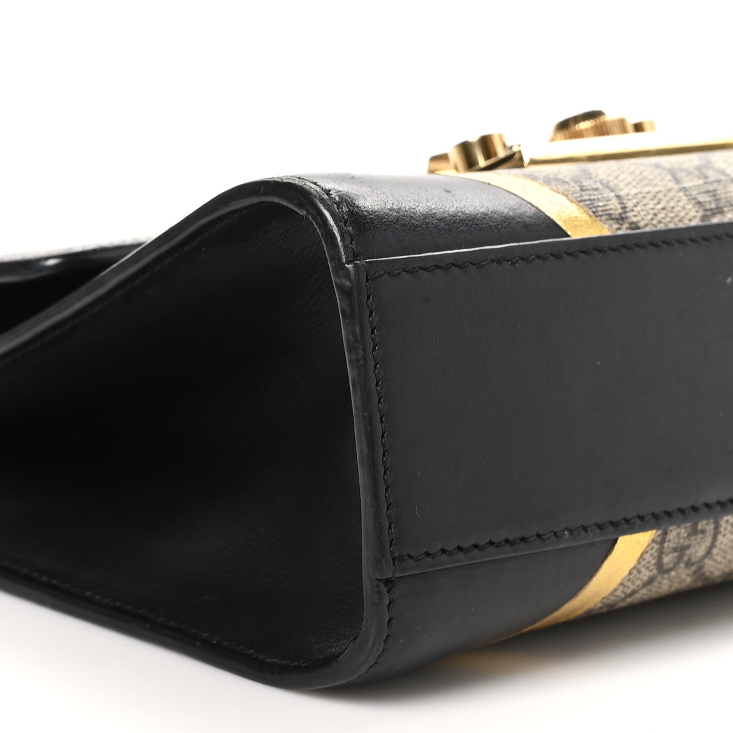 Gucci Calfskin GG Supreme Monogram Small Padlock Shoulder Bag Black Gold 9 of 10