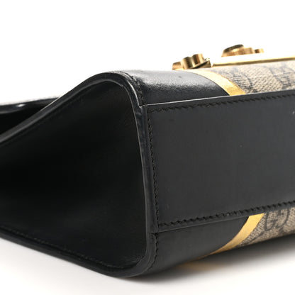 Gucci Calfskin GG Supreme Monogram Small Padlock Shoulder Bag Black Gold 9 of 10