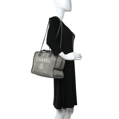 Chanel Canvas Deauville Bowling Bag Grey 2 of 19