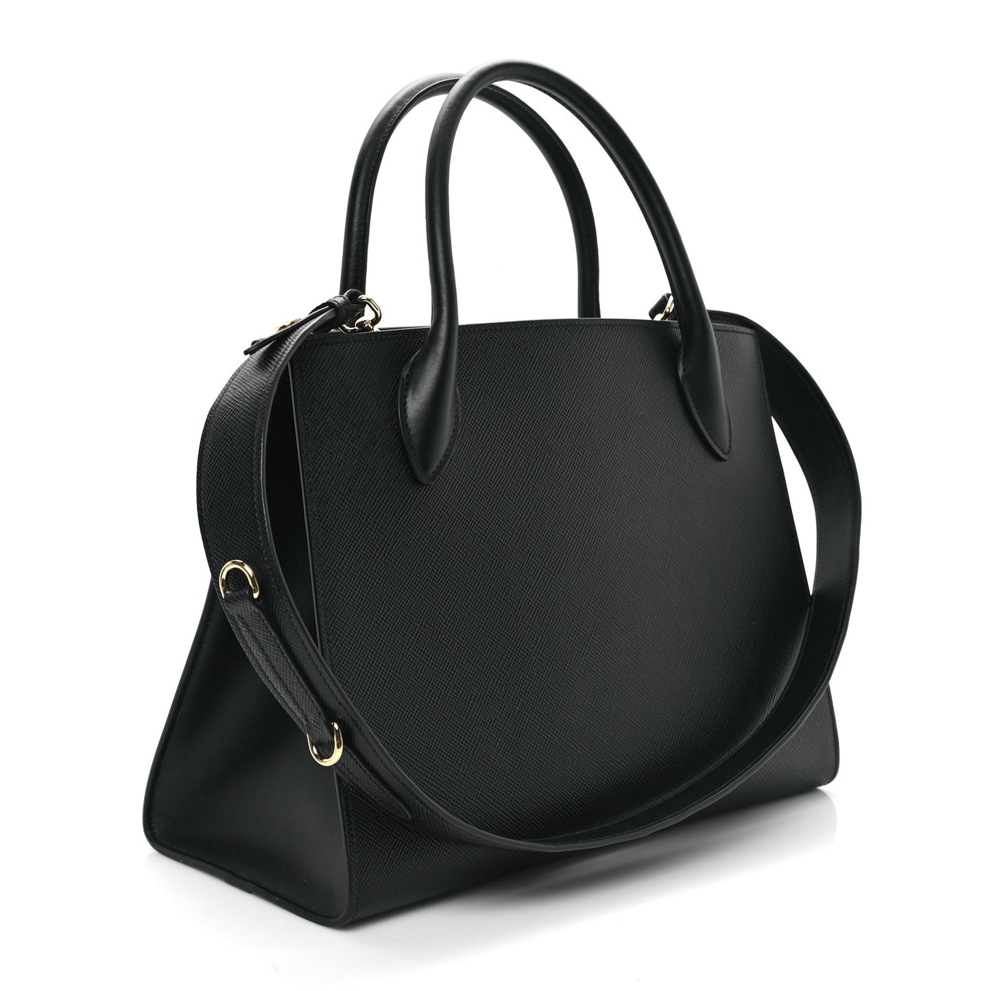 Saffiano Cuir Calfskin Medium Monochrome Top Handle Tote Black