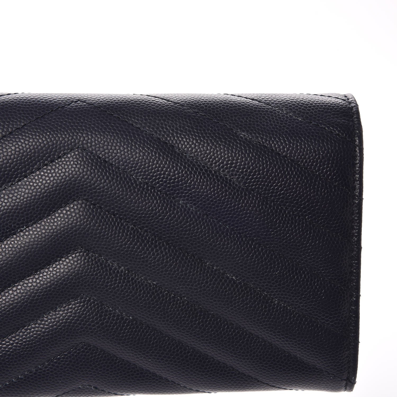 Saint Laurent Grain De Poudre Matelasse Chevron Monogram Flap Wallet Navy 6 of 8