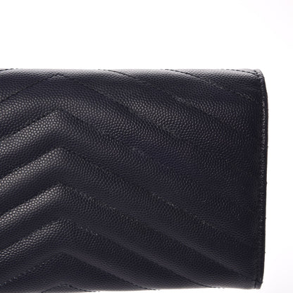 Saint Laurent Grain De Poudre Matelasse Chevron Monogram Flap Wallet Navy 6 of 8
