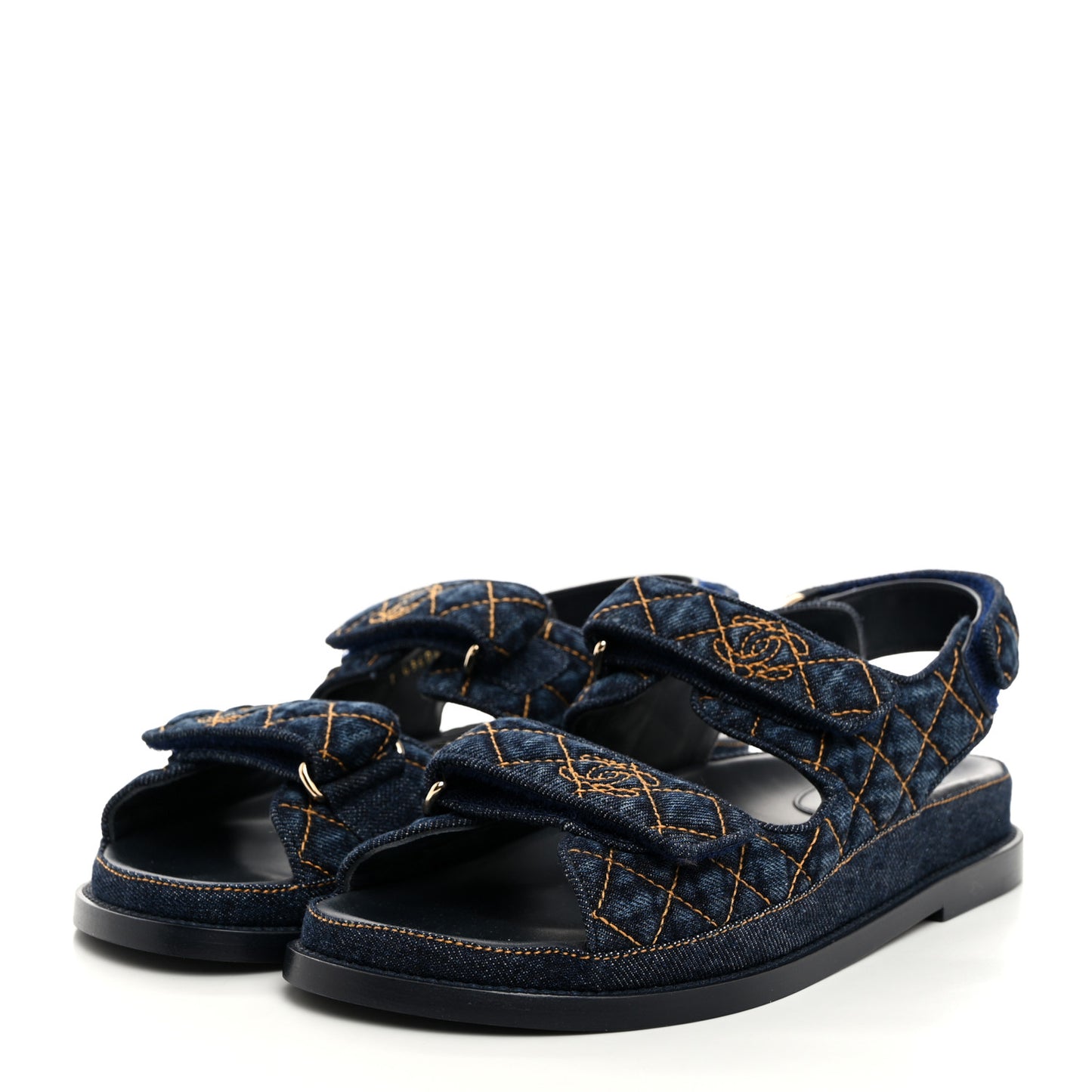 Denim Velcro Dad Sandals 38 Navy Blue