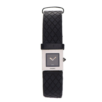 Chanel Stainless Steel Calfskin 19mm Quilted Matelasse Quartz Watch Black 1 of 10
