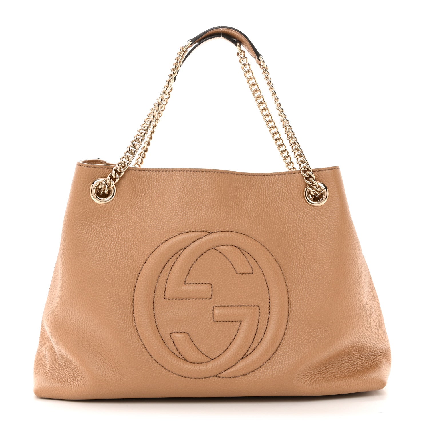 Gucci Pebbled Calfskin Medium Soho Chain Shoulder Bag Camelia 1 of 11