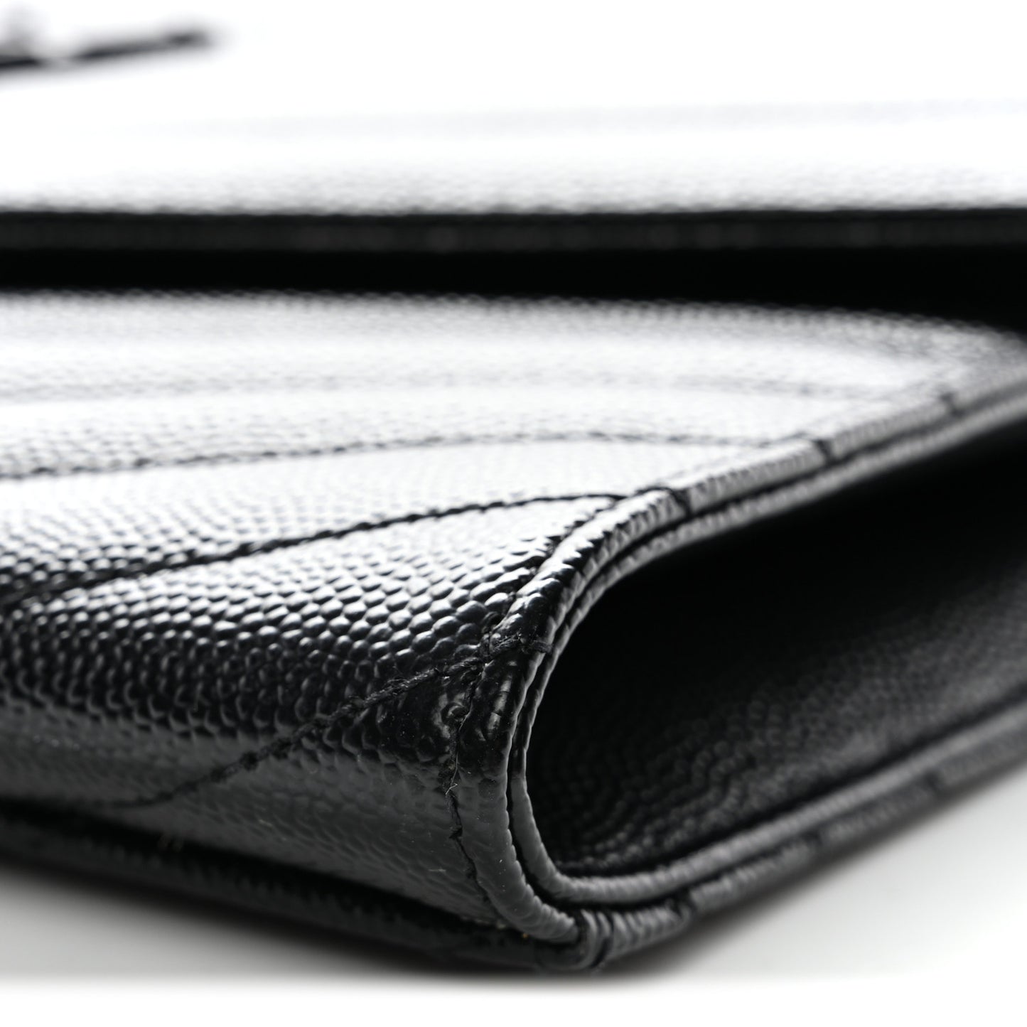 Grain De Poudre Matelasse Chevron Monogram Monochrome Envelope Clutch Black