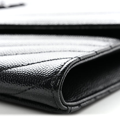 Saint Laurent Grain De Poudre Matelasse Chevron Monogram Monochrome Envelope Clutch Black 30 of 33