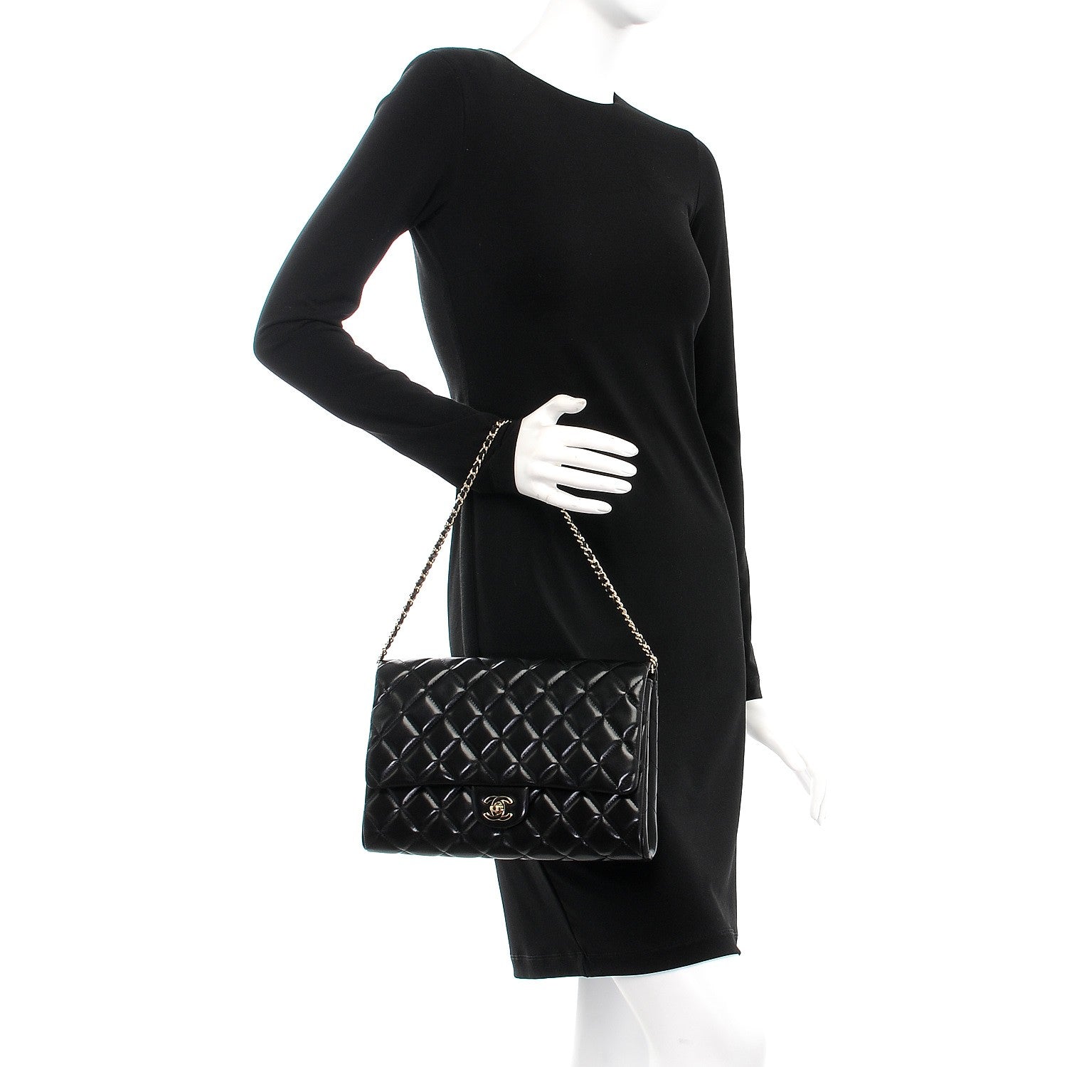 Chanel Lambskin Quilted Clutch With Chain Flap Black 2 of 8