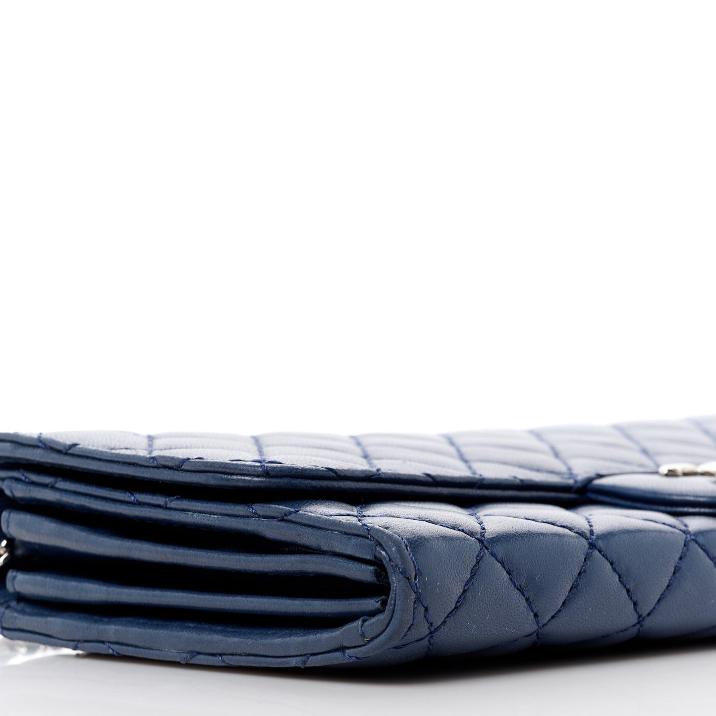 Lambskin Quilted Chain Clutch Flap Navy