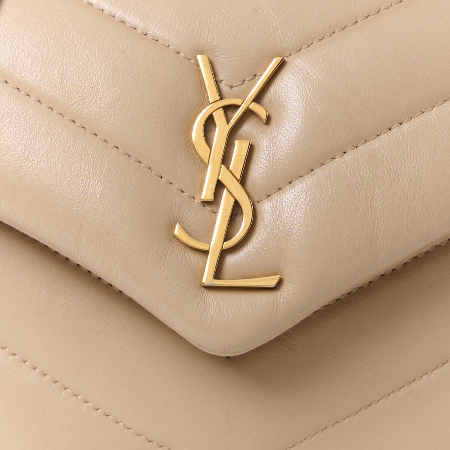 Saint Laurent Calfskin Y Quilted Monogram Toy Loulou Crossbody Bag Dark Beige 9 of 12
