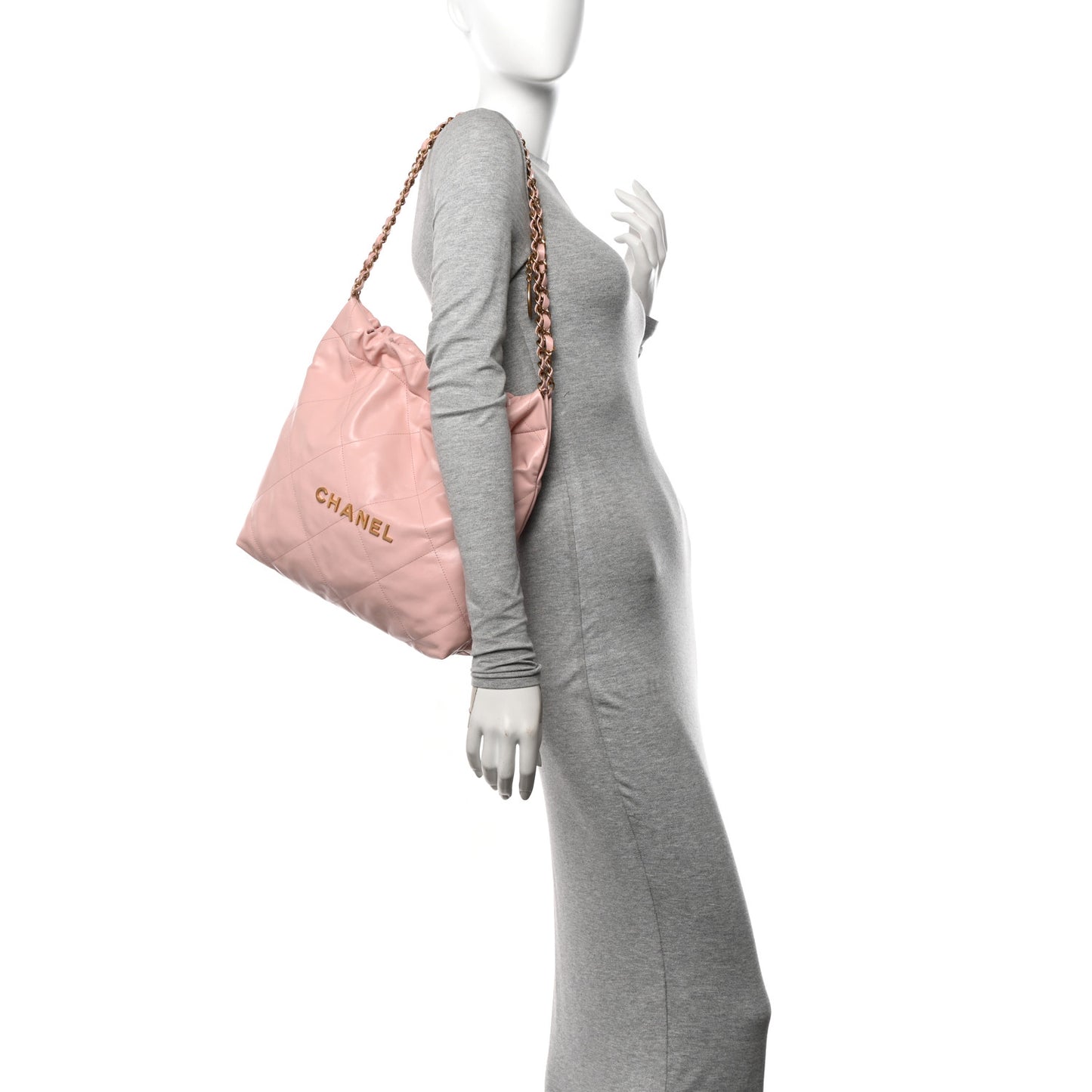 Shiny Calfskin Quilted Small Chanel 22 Rose