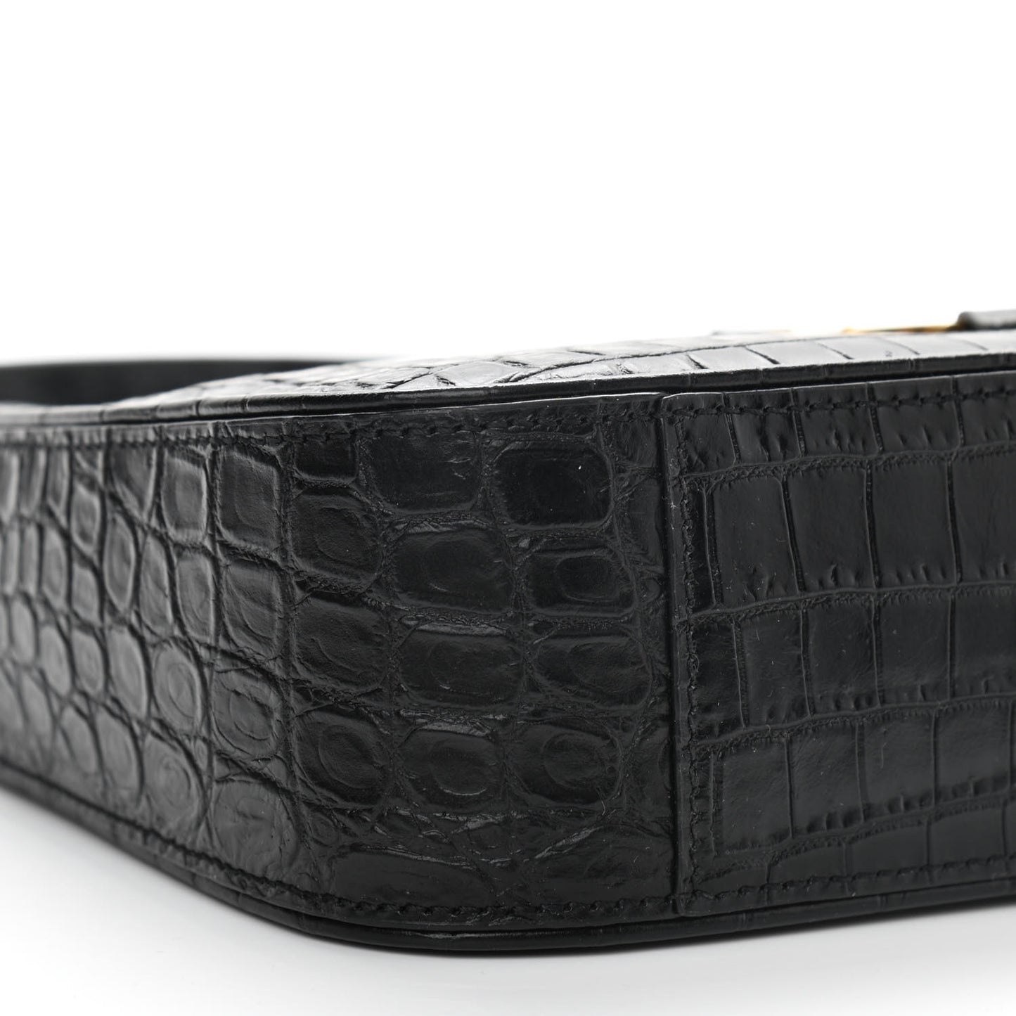 Calfskin Crocodile Embossed Le 5 A 7 Hobo Black