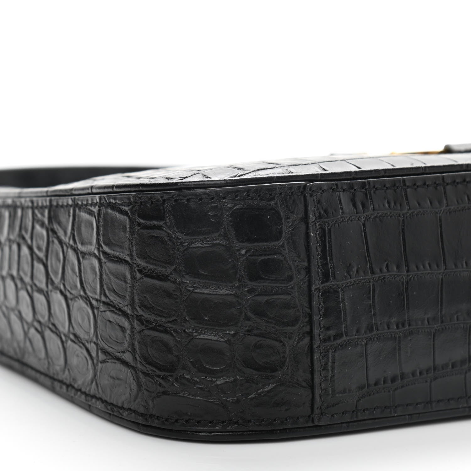 Saint Laurent Calfskin Crocodile Embossed Le 5 A 7 Hobo Black 10 of 11
