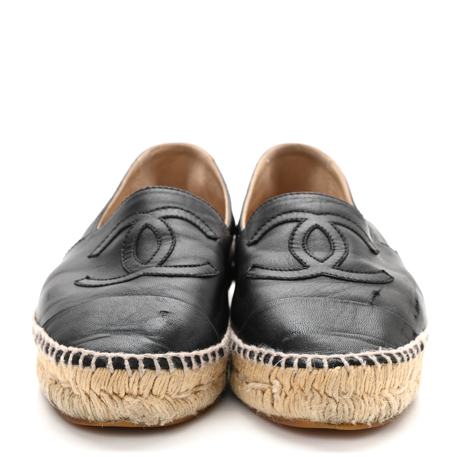 Chanel Lambskin CC Espadrilles 36 Black 2 of 9