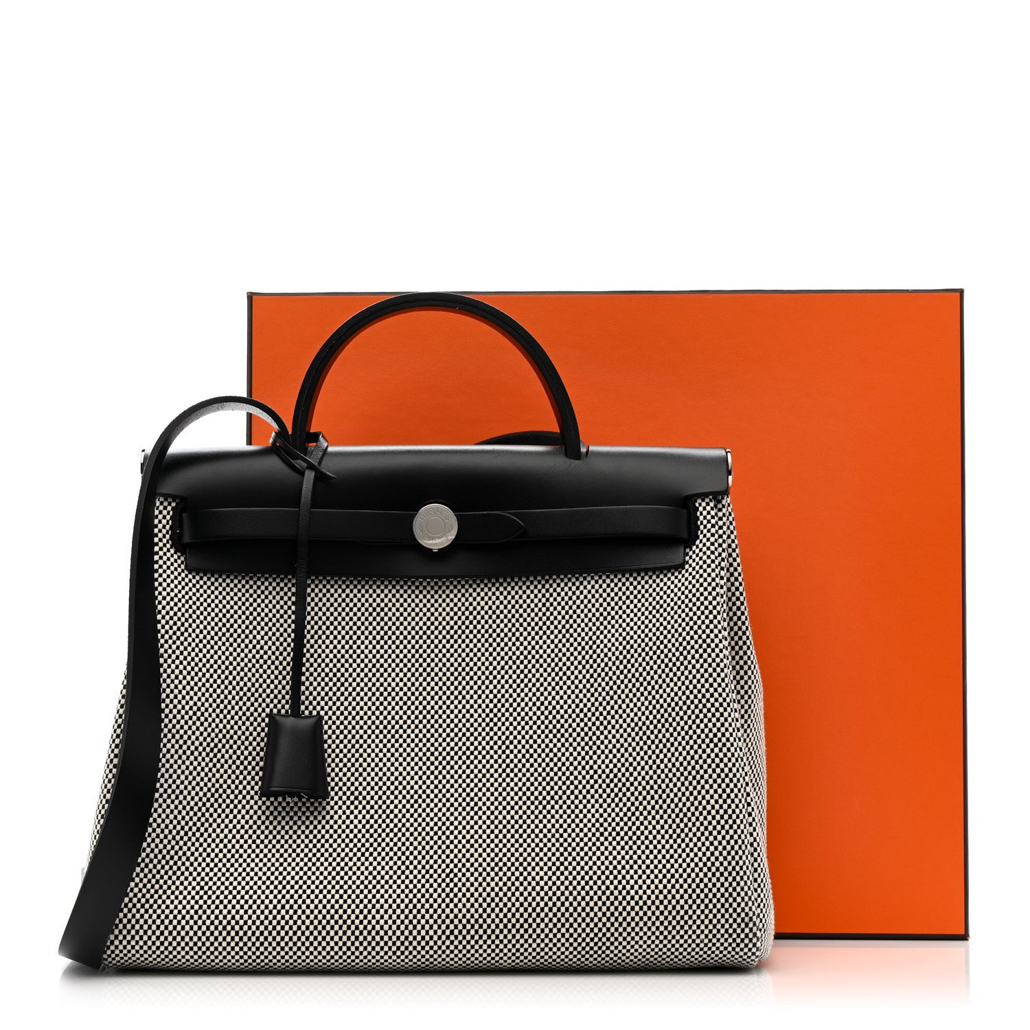 Hermes Vache Hunter Criss Viking Herbag Zip Retourne 31 PM Ecru Black 12 of 12