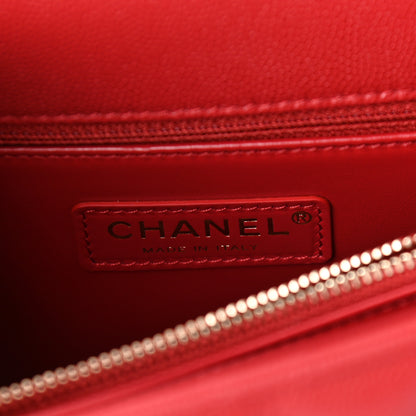 Chanel Caviar Lizard Embossed Quilted Small Coco Handle Flap Red 5 of 10