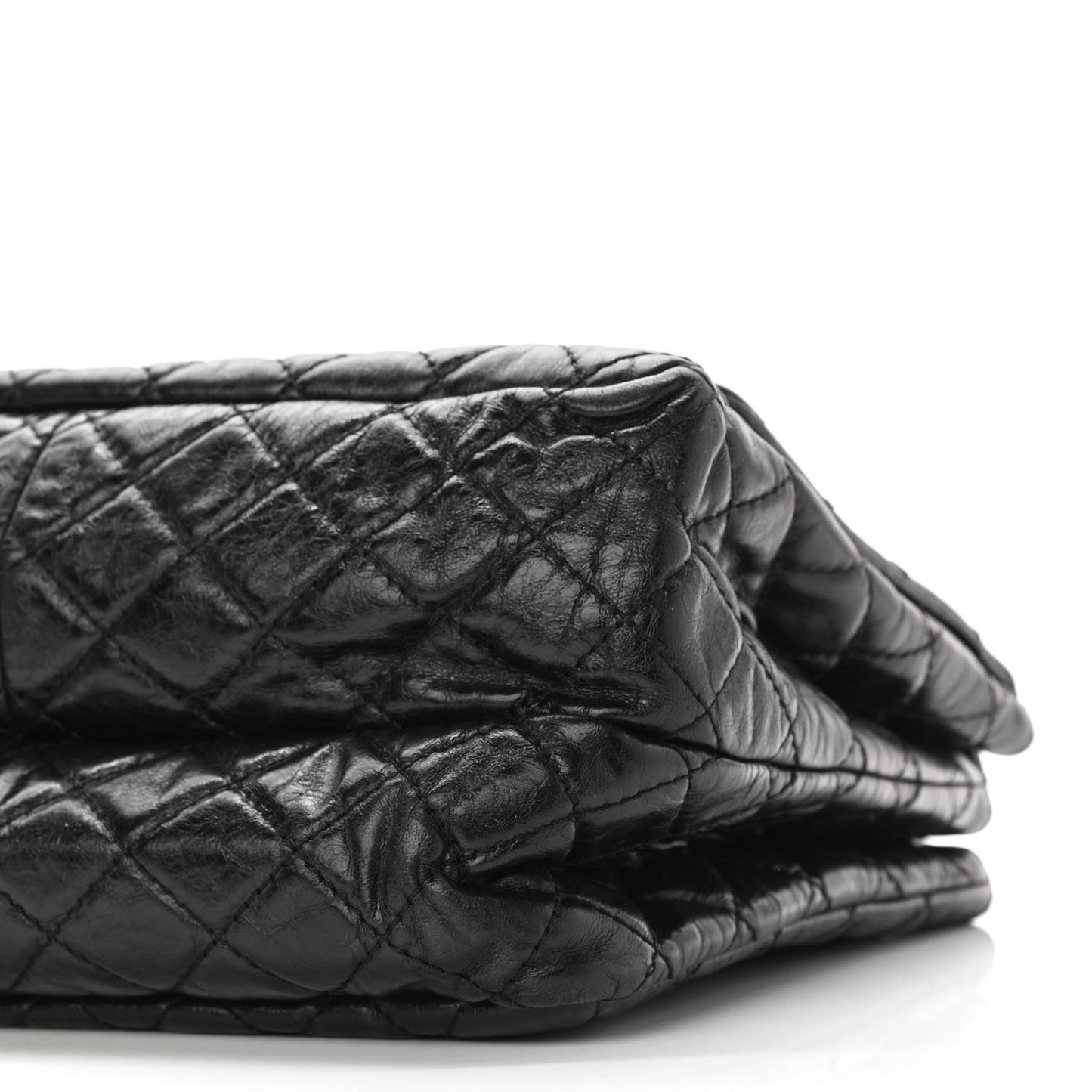 Metallic Aged Calfskin Quilted Reissue 2.55 Accordion Flap Black