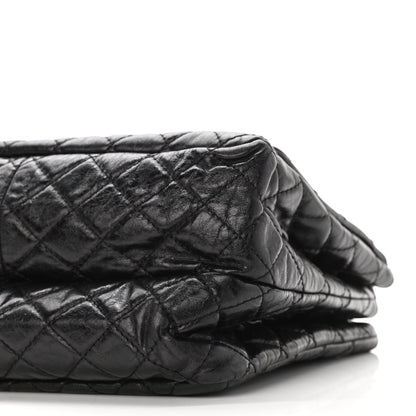 Chanel Metallic Aged Calfskin Quilted Reissue 2.55 Accordion Flap Black 10 of 10