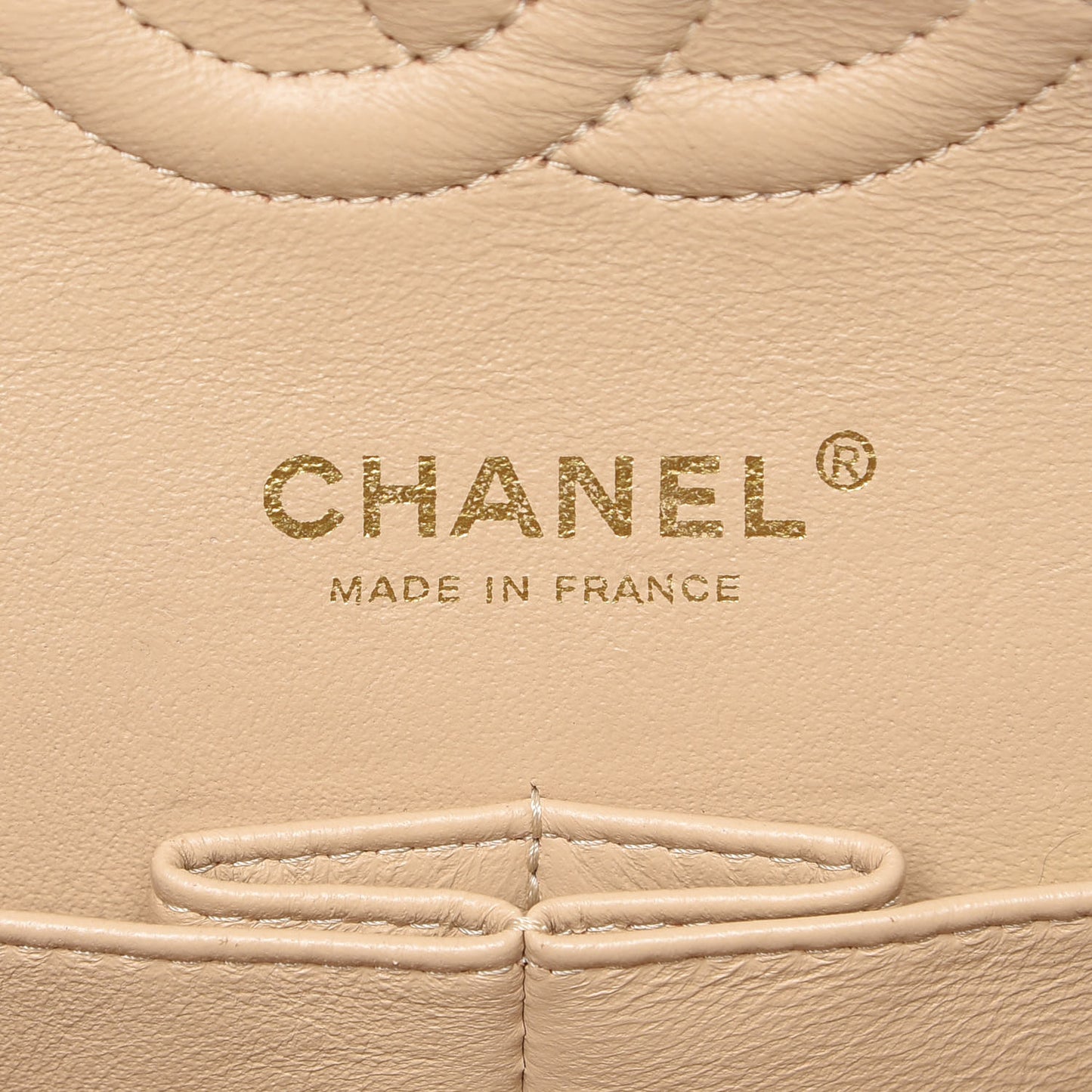 Caviar Quilted Medium Double Flap Beige Clair