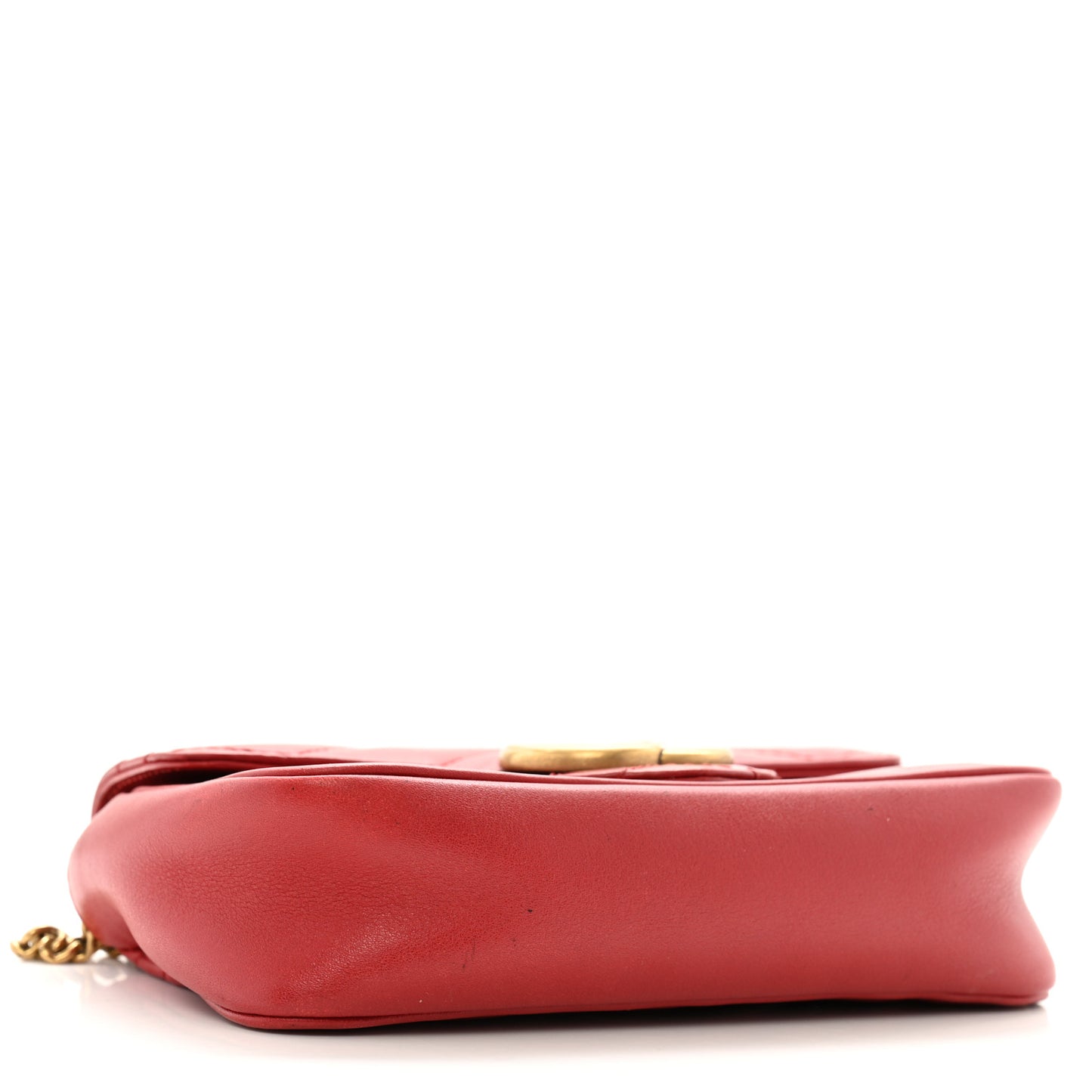 Calfskin Matelasse Super Mini GG Marmont Shoulder Bag Hibiscus Red