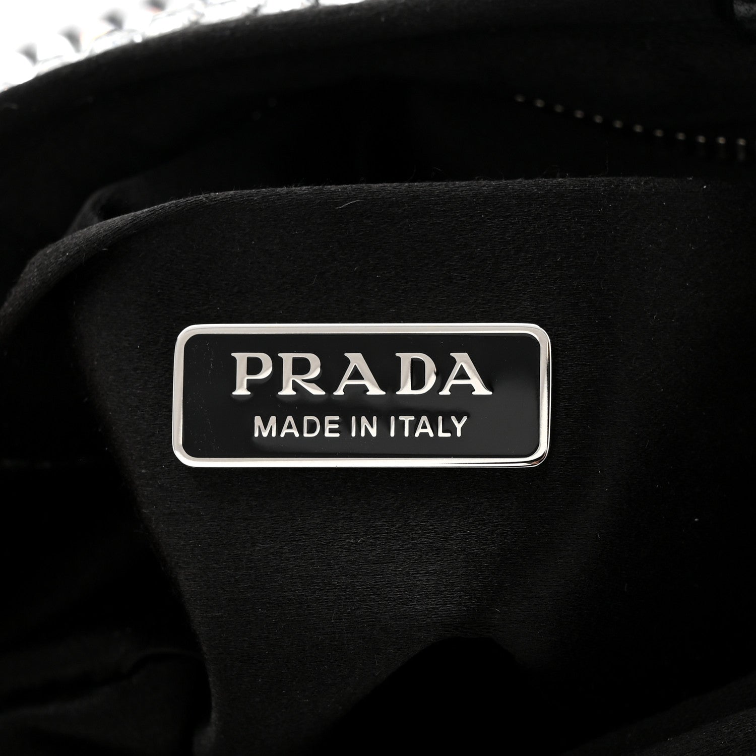 Prada Satin Crystal Metal Triangle Logo Chain Crossbody Handbag Cristal 6 of 10