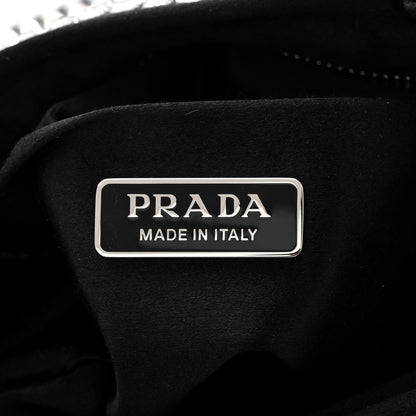 Prada Satin Crystal Metal Triangle Logo Chain Crossbody Handbag Cristal 6 of 10