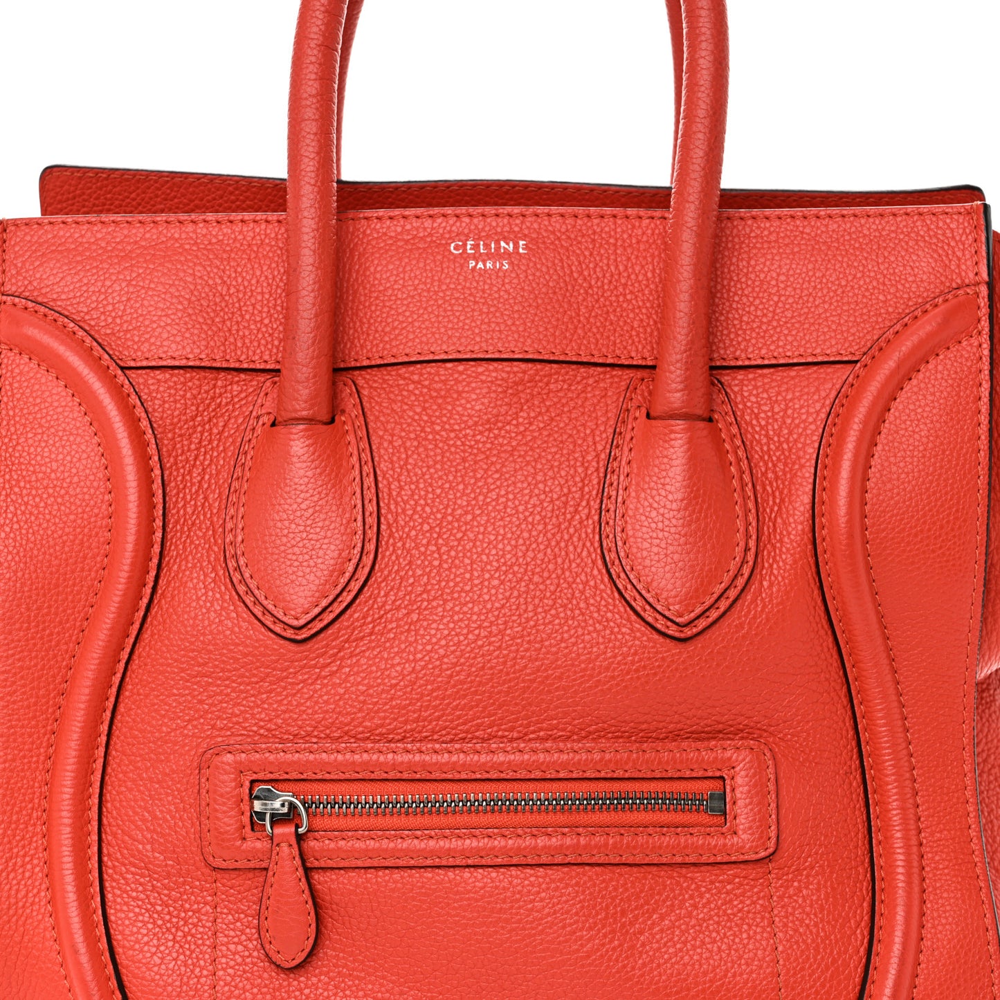 Drummed Calfskin Mini Luggage Coquelicot