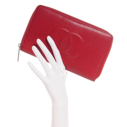 Chanel Caviar CC Timeless Large Zip Around Wallet Red 2 of 9