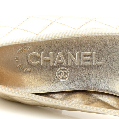 Chanel Metallized Lambskin Quilted CC Cap Toe Ballerina Flats 36 Gold 7 of 9