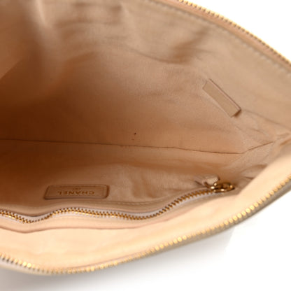 Chanel Shiny Goatskin Quilted Chanel 19 Pouch Beige 5 of 7