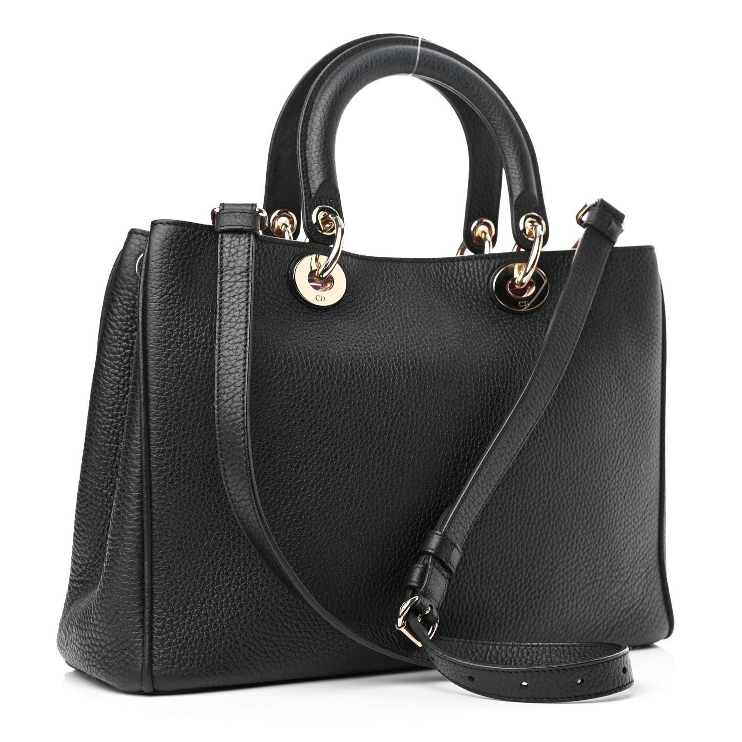 Christian Dior Bullcalf Medium Diorissimo Tote Black Rose Indien 3 of 11