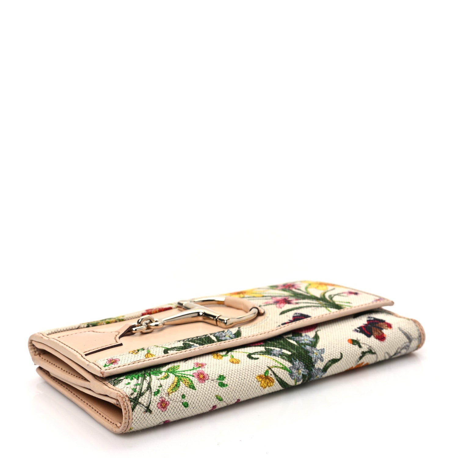 Gucci Canvas Floral Flora Hasler Continental Wallet White 4 of 13