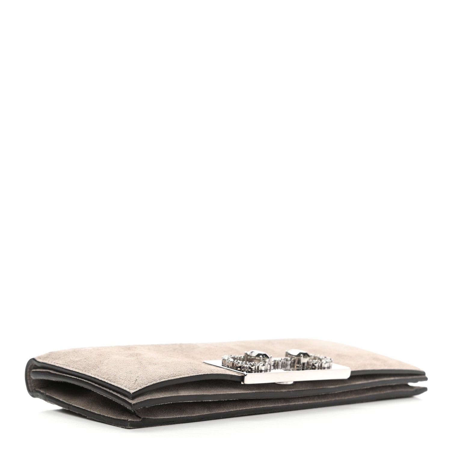 Gucci Suede Crystal Horsebit Clutch Grey 4 of 7