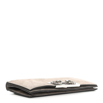 Gucci Suede Crystal Horsebit Clutch Grey 4 of 7