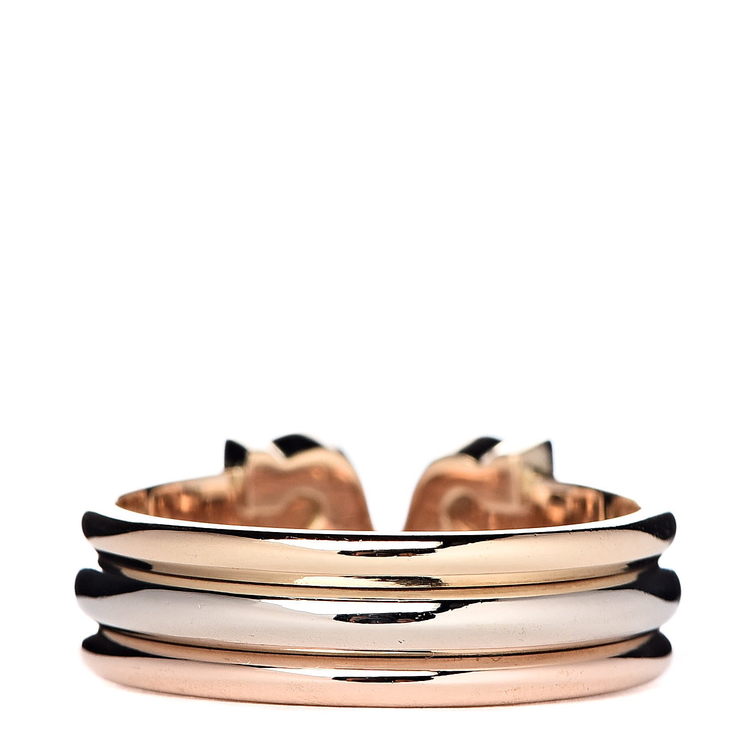 Cartier 18K Pink Yellow White Gold Diamond C De Ring 54 6.75 3 of 4