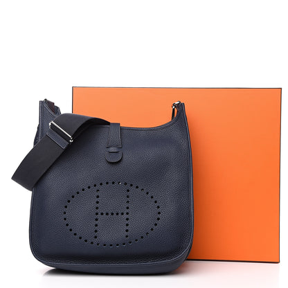Hermes Taurillon Clemence Evelyne III PM Bleu Saphir 10 of 10