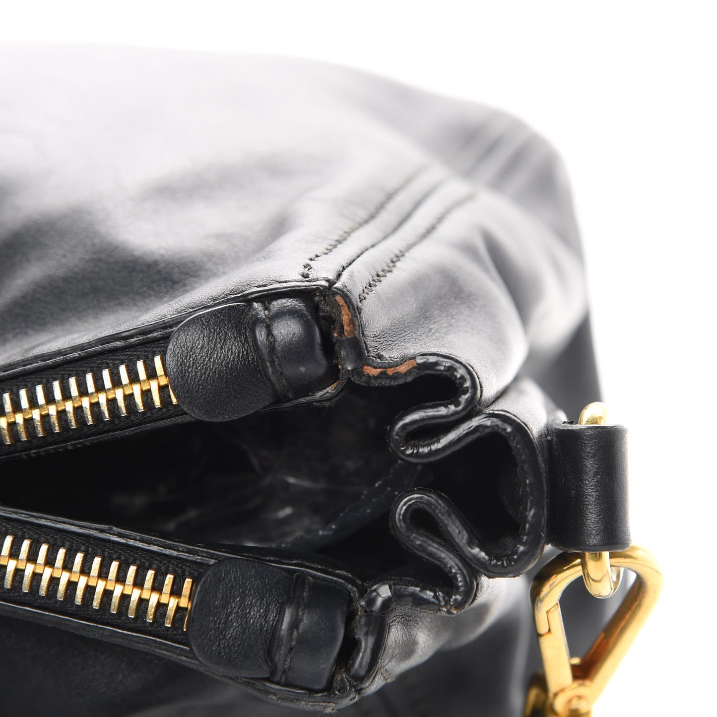Soft Calfskin Double Zip Shoulder Bag Black