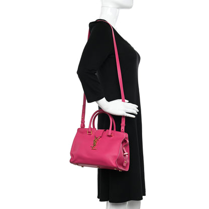 Saint Laurent Calfskin Baby Monogram Cabas Fuchsia 2 of 12