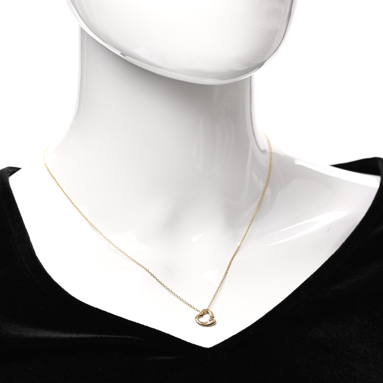 Tiffany 18K Yellow Gold 11mm Elsa Peretti Open Heart Pendant Necklace 2 of 6
