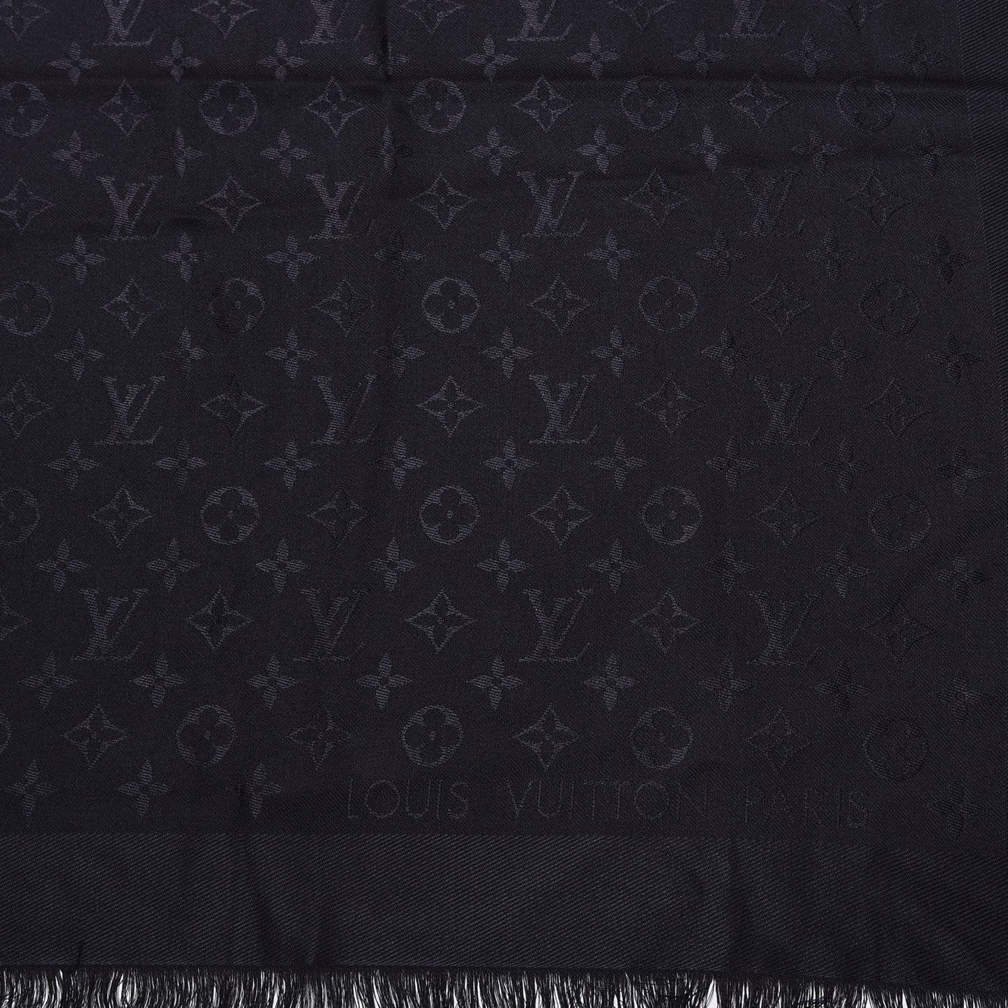 Silk Wool Monogram Shawl Black